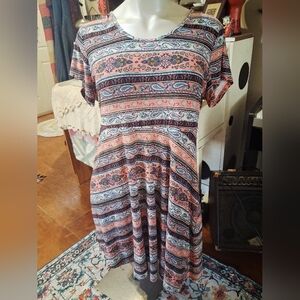 Patterned Pink and Blue Women's Dress